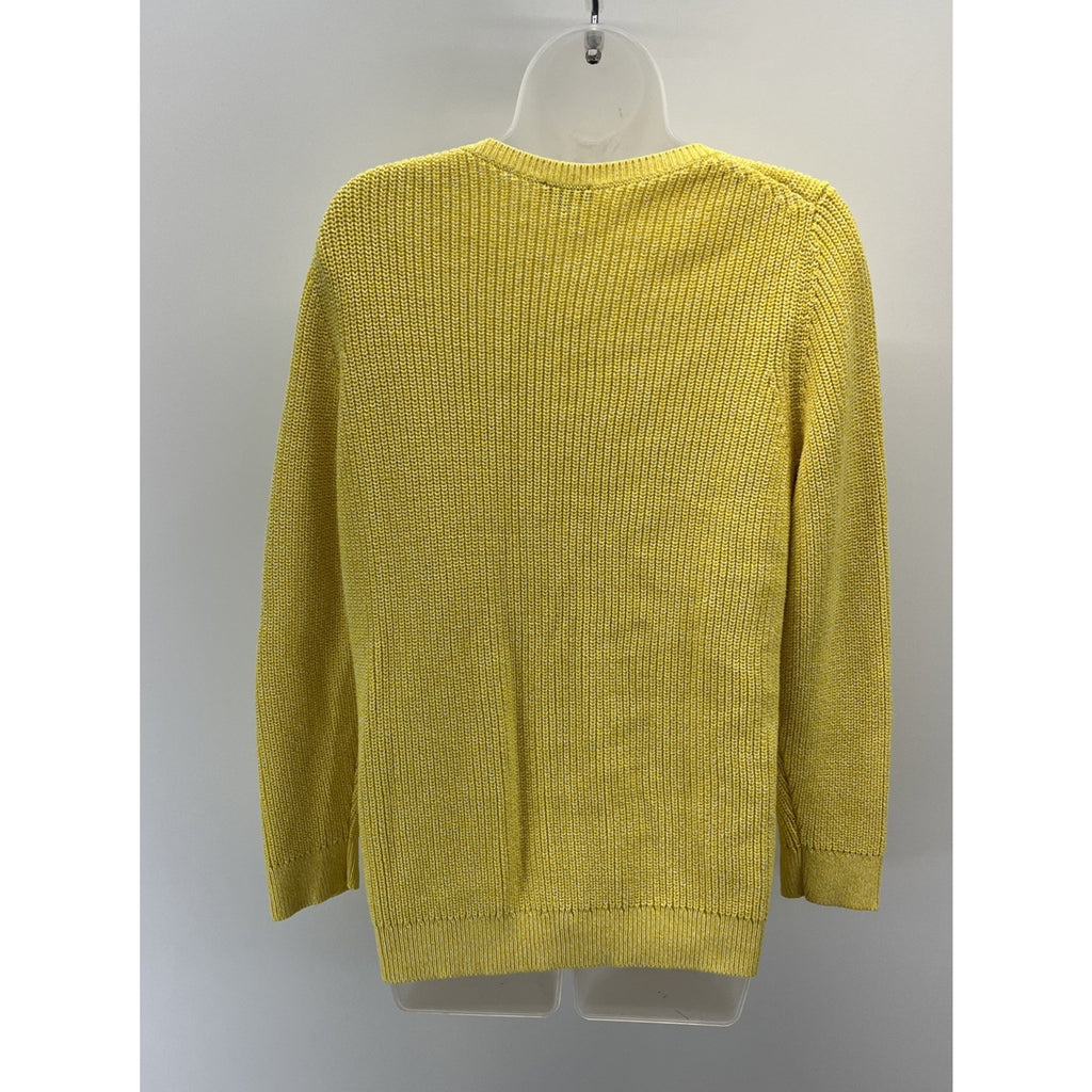 Talbots Cable Knit Bright Yellow Sweater 100% Cotton 1X