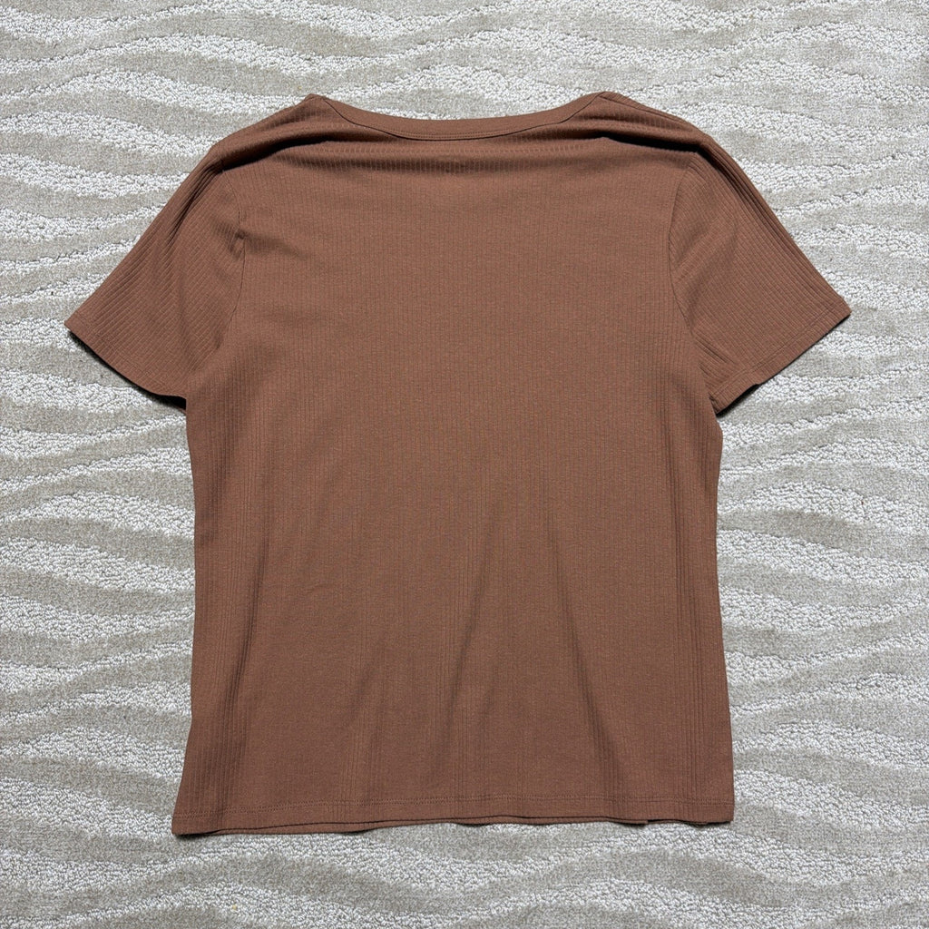 Women NWT "A New Day" rust color Ribbed short sleeve T-shirt. Size XXL