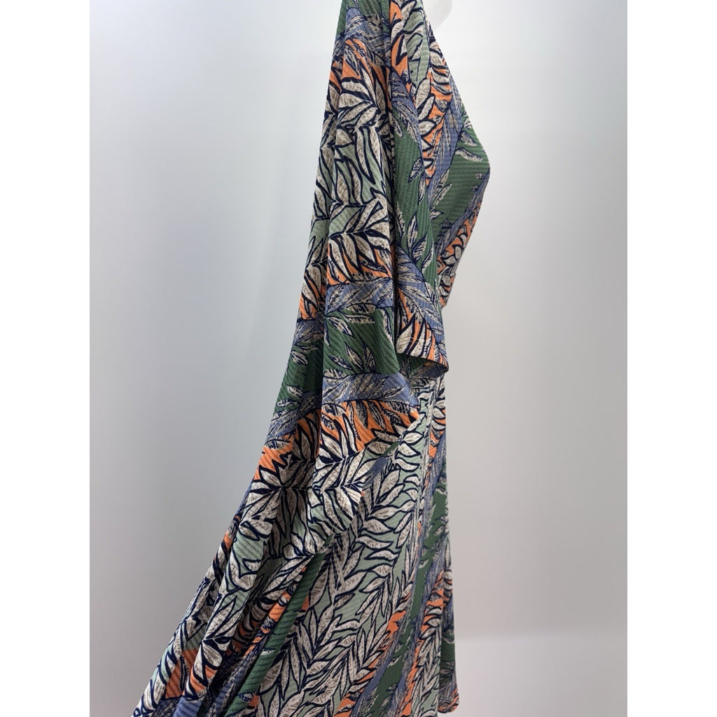 Easel Short Sleeve Green Tropical Floral Kimono Dress Women’s Size Medium