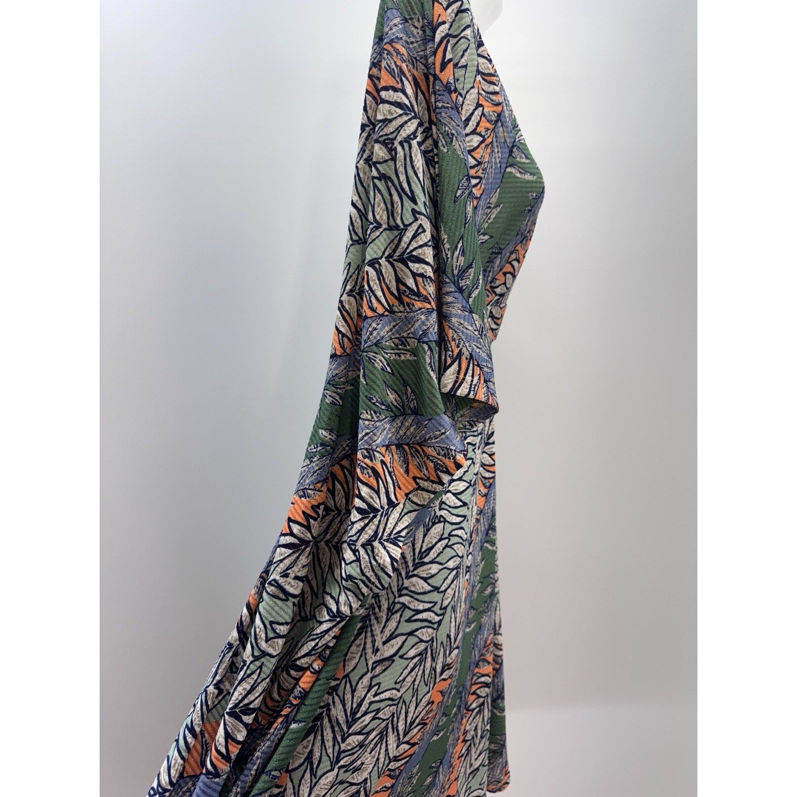 Easel Short Sleeve Green Tropical Floral Kimono Dress Women’s Size Medium