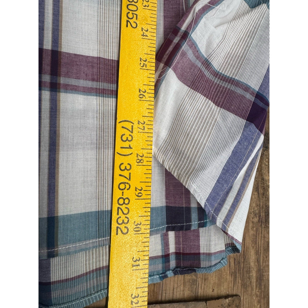 Vintage Stagecoach Western Shirt XXL Big Man Plaid Pearl Snap Short Sleeve New