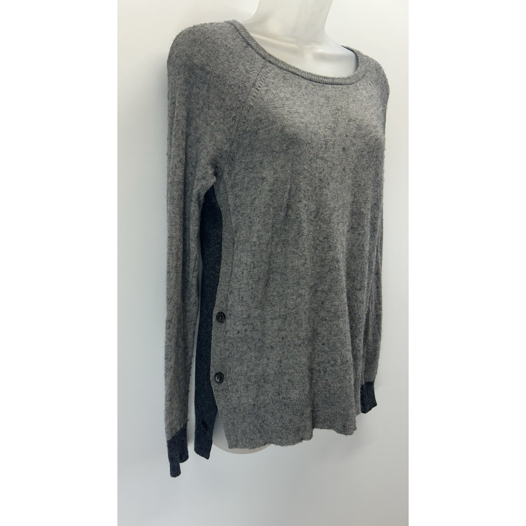 J. CREW Extra Soft Wool Blend Side Buttons Sz Small Sweater Light And Dark Gray
