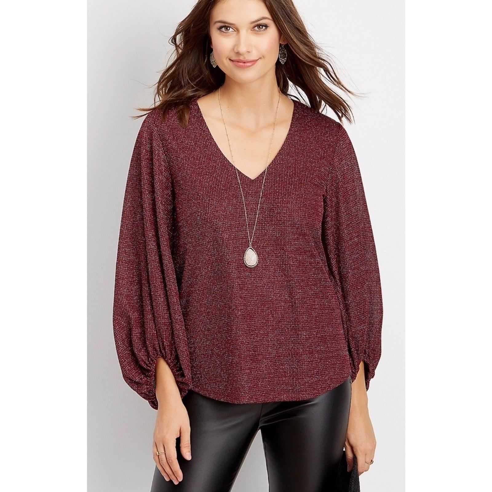 MAURICES PLUS SIZE 0 Shimmer Sparkle Balloon Sleeve Lined Top New With Tag