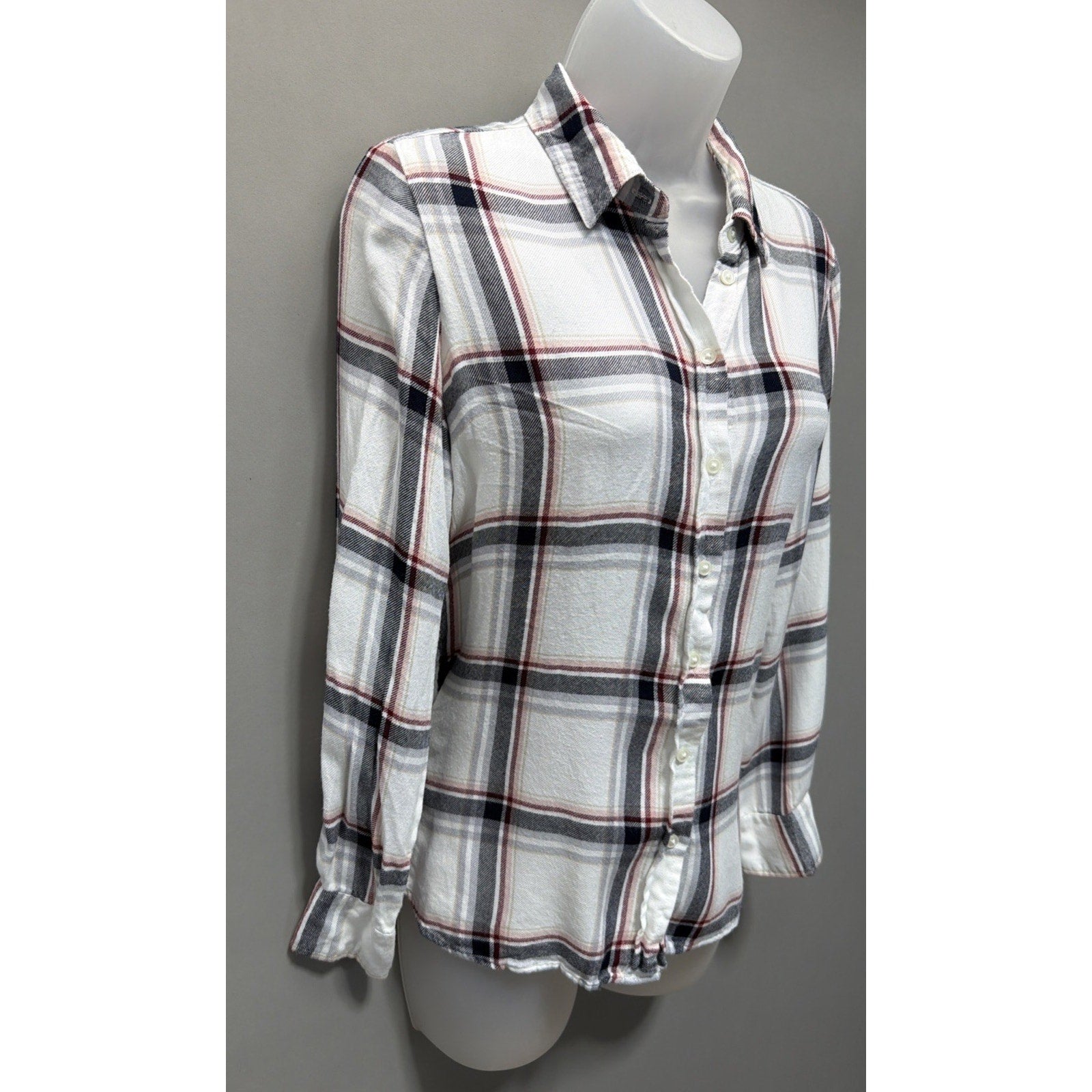 Banana Republic Womens Small DILLON Flannel Shirt Plaid EVERYDAY SOFT