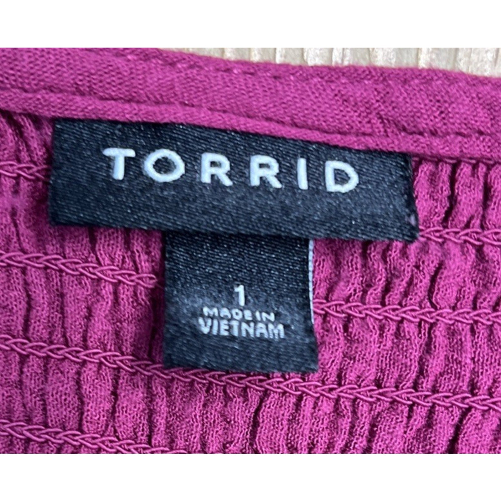 TORRID Size 1 Raspberry Elastic Smocked Bodice Empire Waist Tunic Top