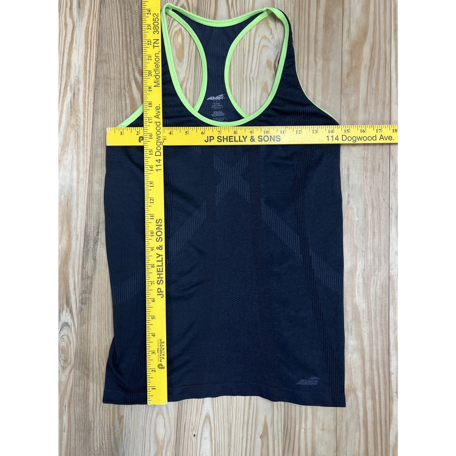 Avia Size M Athletic Racer Back Tank Top Black/Neon Yellow