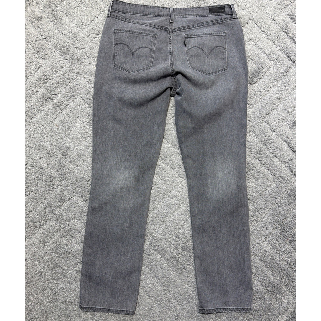 Levi’s Demi Curve Jeans Womens 16/33 Gray Mid Rise Slim Straight Stretch Denim