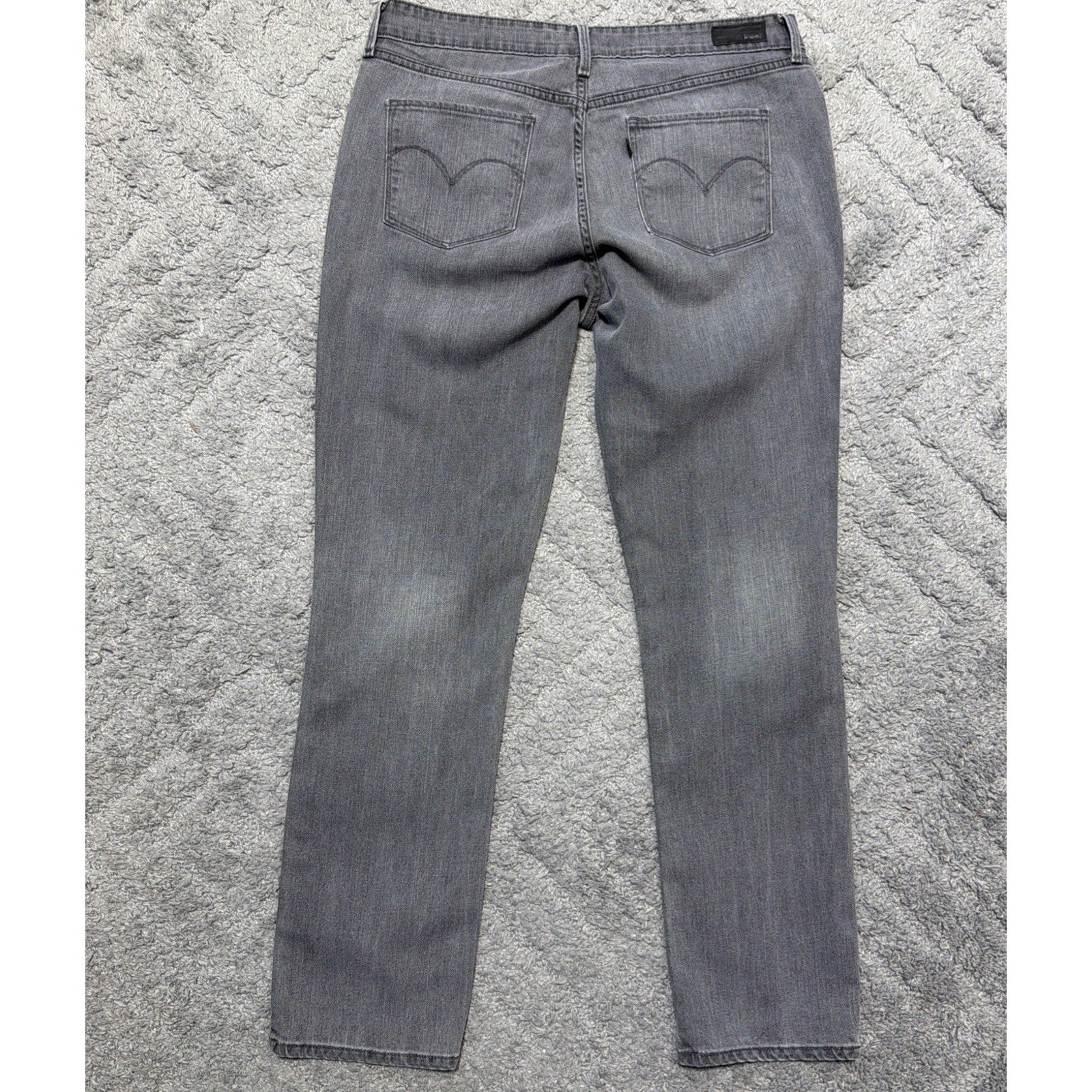 Levi’s Demi Curve Jeans Womens 16/33 Gray Mid Rise Slim Straight Stretch Denim