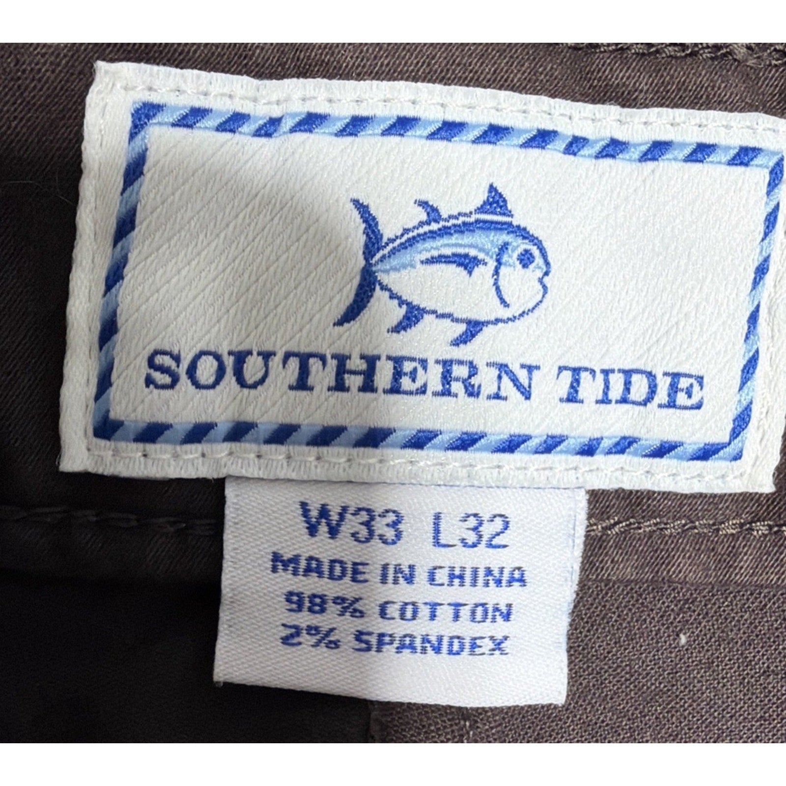 Mens Southern Tide Harbor Pants New 5 Pocket Java 33x32 Msrp $120