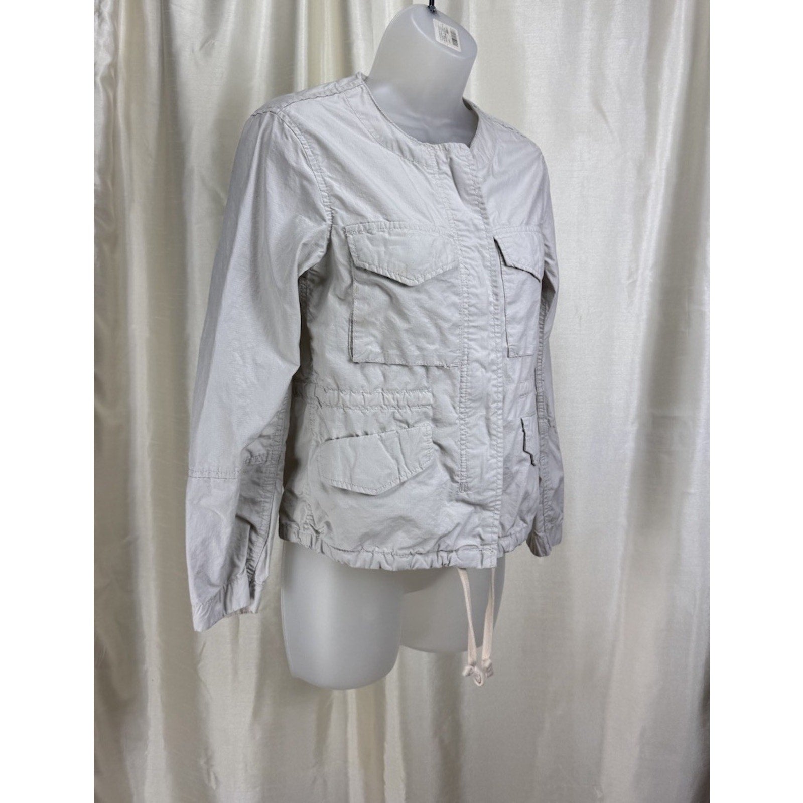 Women's GAP Lightweight Safari Jacket Sz XS Beige Khaki Zipper Drawstrings