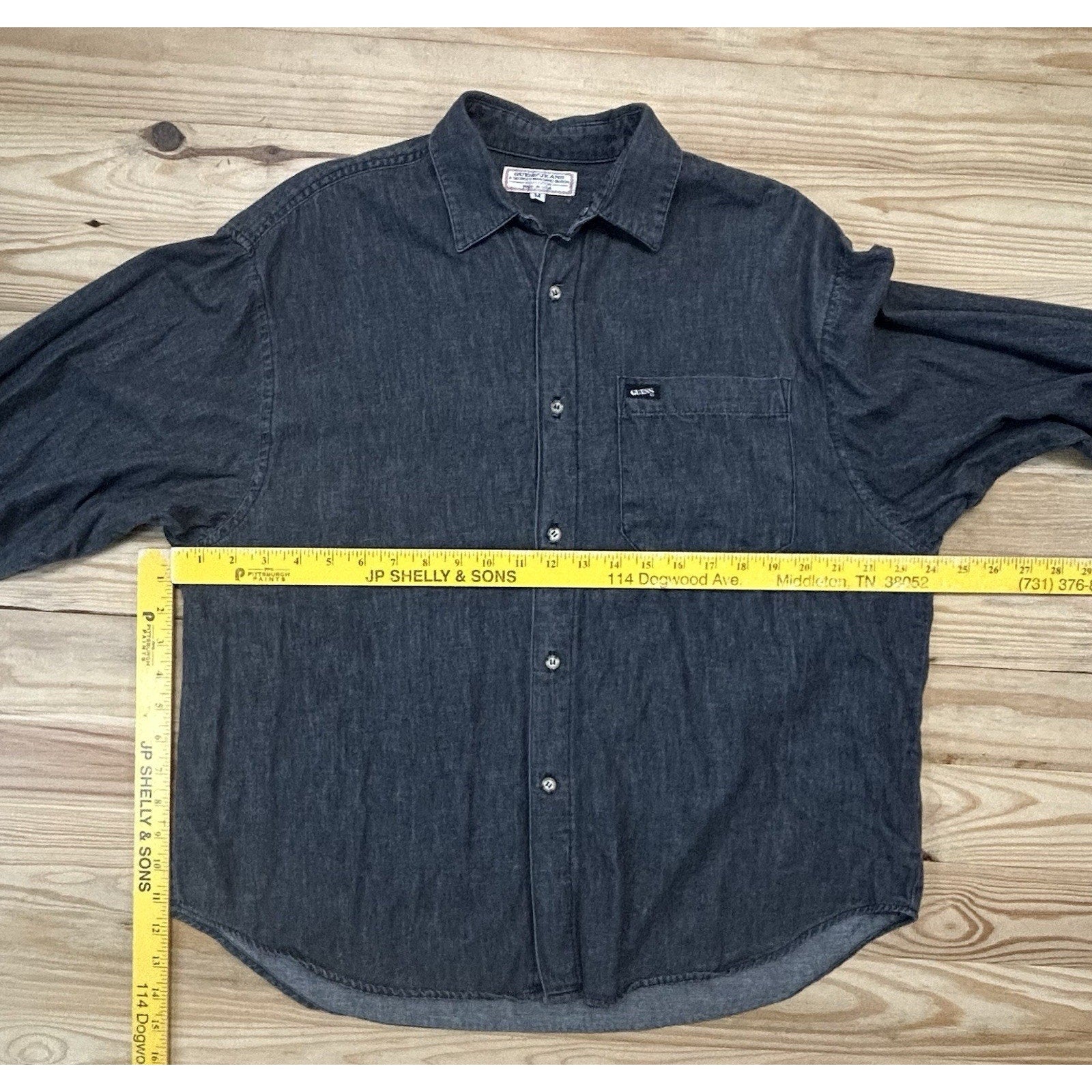 GUESS Georges Marciano Vtg 90's Men's Gray Jean Btn Up DENIM Streetwear Shirt M.