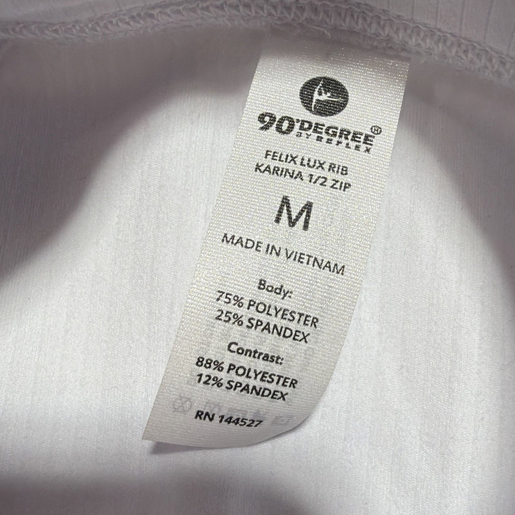 90 Degree By Reflex Sweatshirt Womens M Felix Lux Rib Karina 1/2 Zip NWT Athleta
