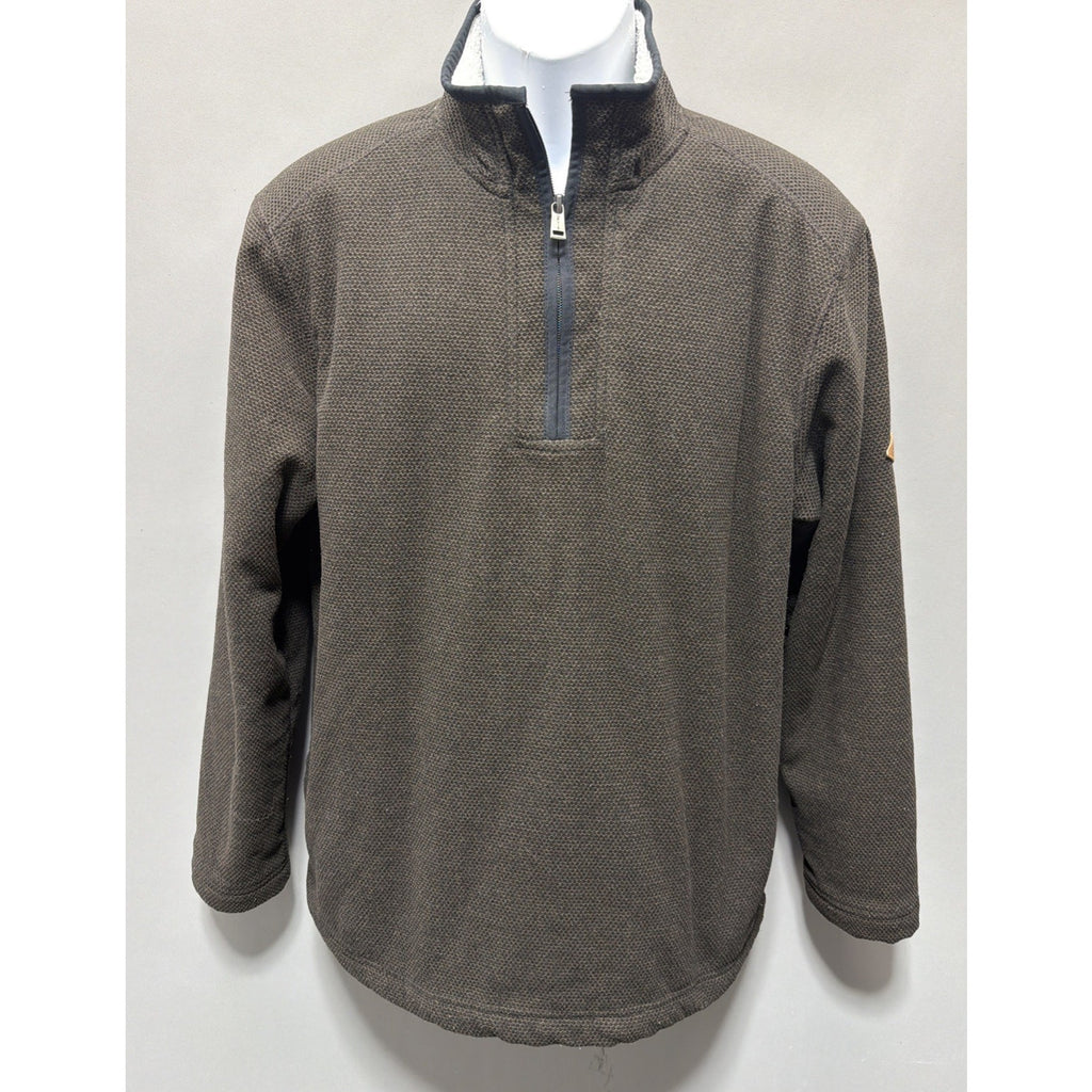 Orvis Quarter Zip Sherpa Lined Pullover Sweater Jacket Men's M Brown