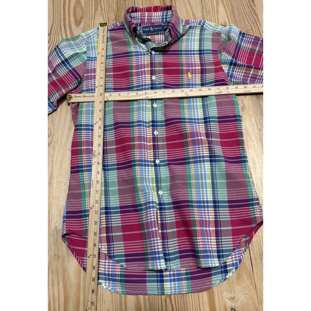 Men's Polo Ralph Lauren Classic Fit Button Up Shirt Size S Big Pink Green Plaids
