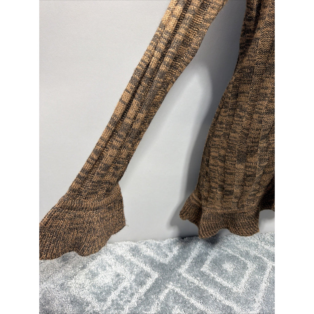 Brittany Black Womens Knit Ruffle Front Bell Sleeves Cardigan S