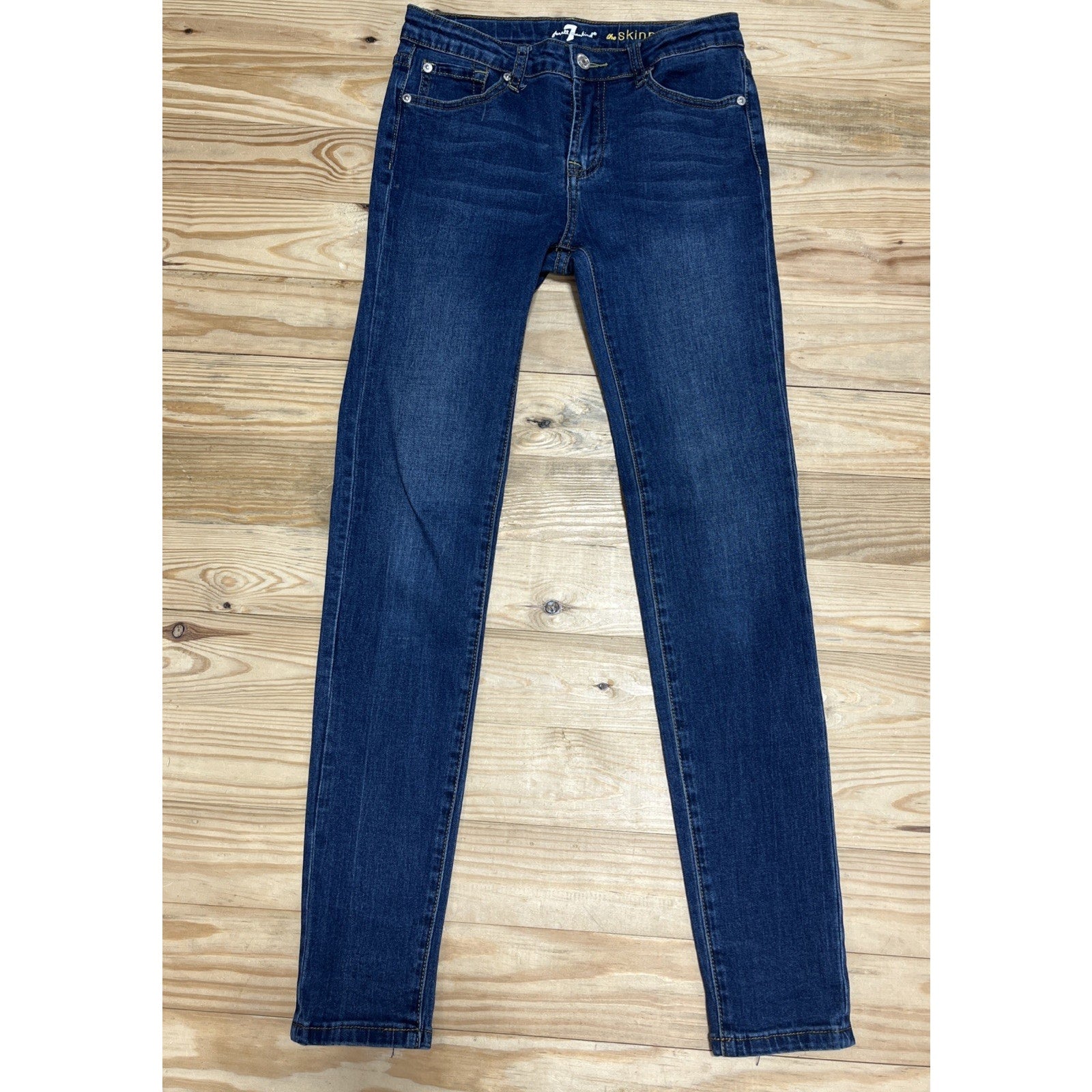 7 FOR ALL MANKIND THE SKINNY WOMENS DESIGNER JEANS SIZE 25x28 EUC MID RISE