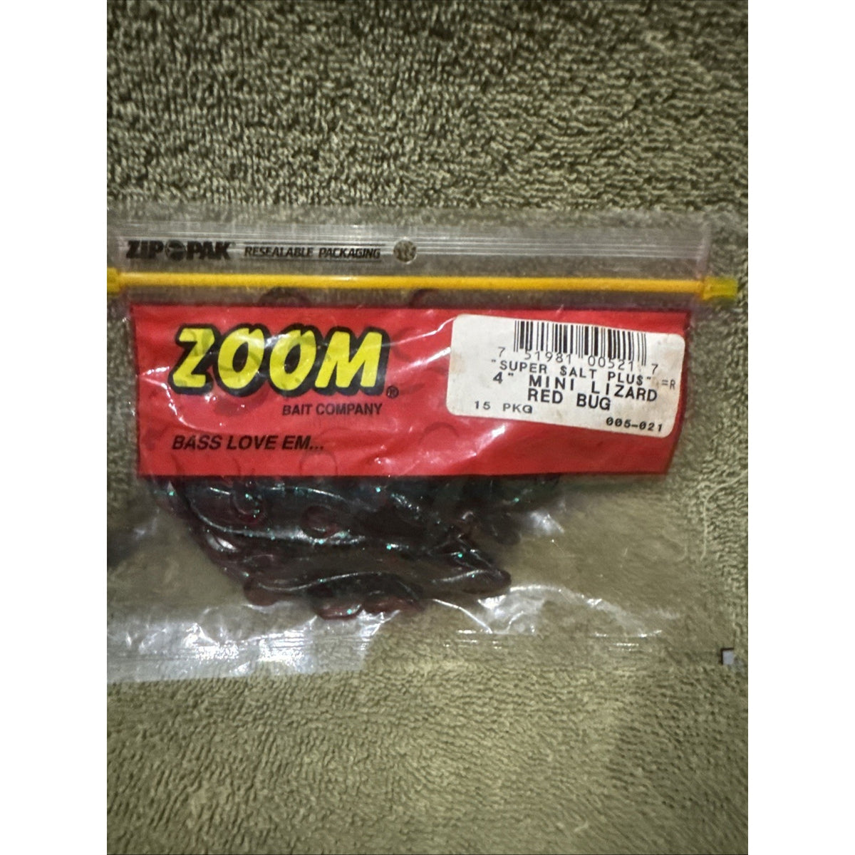 Vintage Zoom Mini Lizard 4” Red Bug 15 Pack Bass Fishing Lures 005-021 NOS
