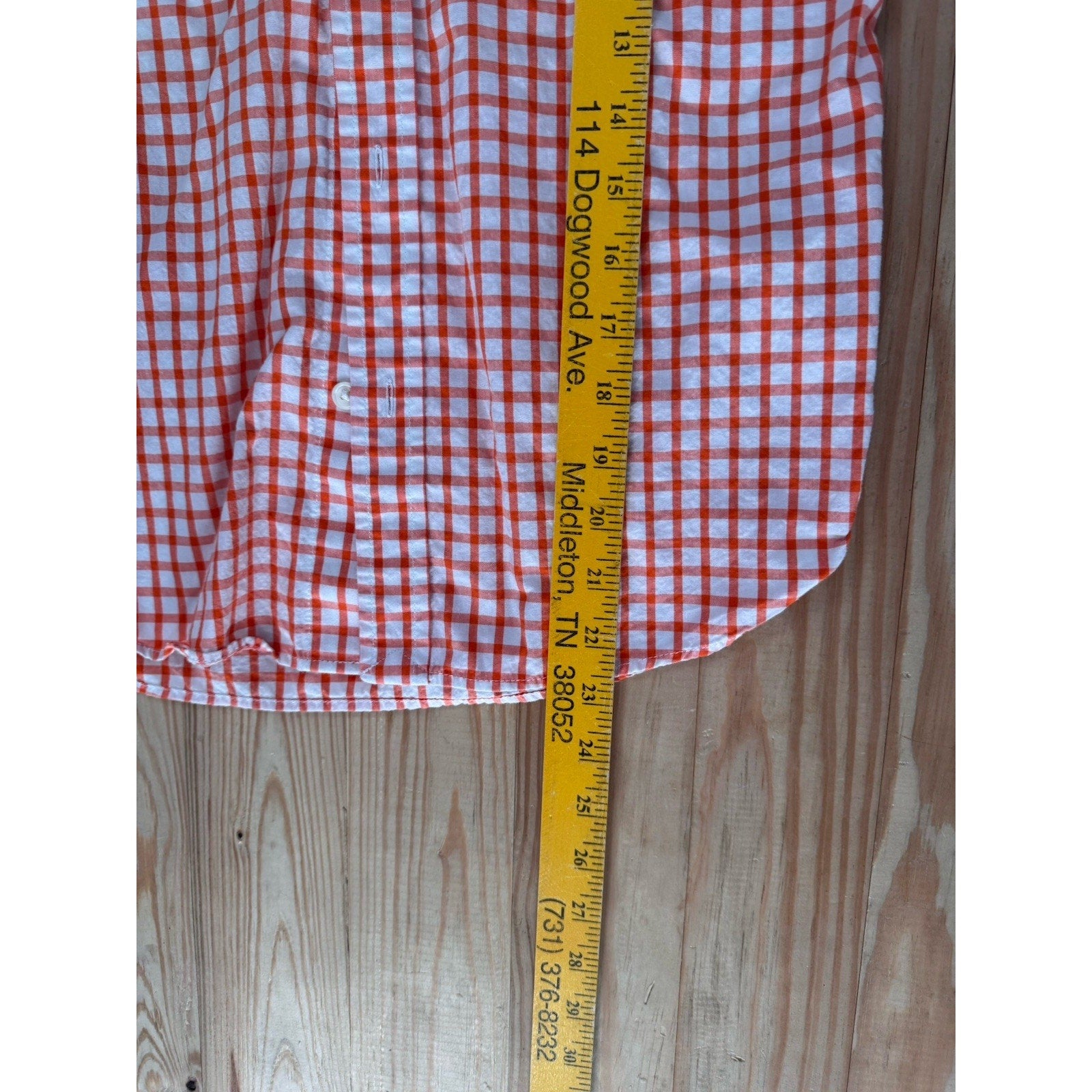 Gap Kids Orange Checkered Button Down Girls Size Large 10 Regular Cotton