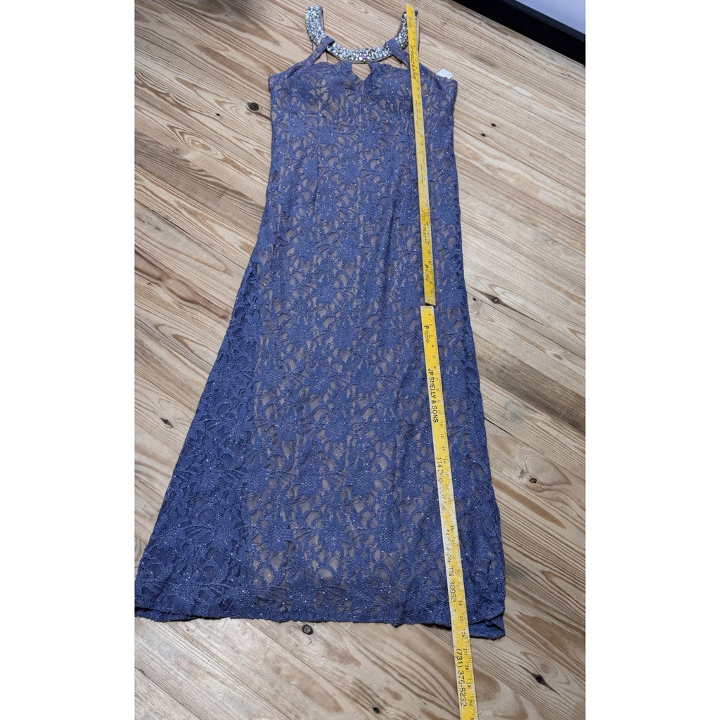 Deb Glitter Lace Lavender Formal Halter Gown Lined Women’s Size 18 NWT