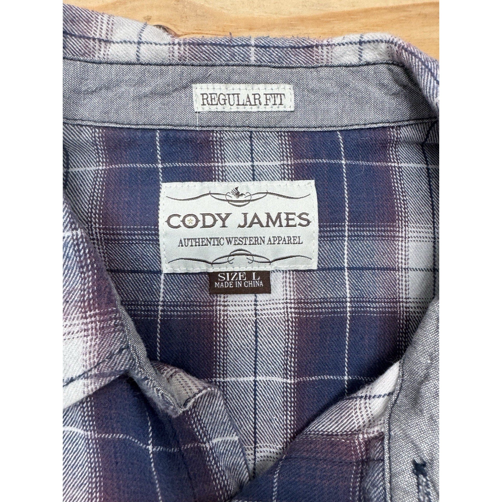 Cody James Long Sleeve Western Pearl Snap Flannel Purple Plaid L