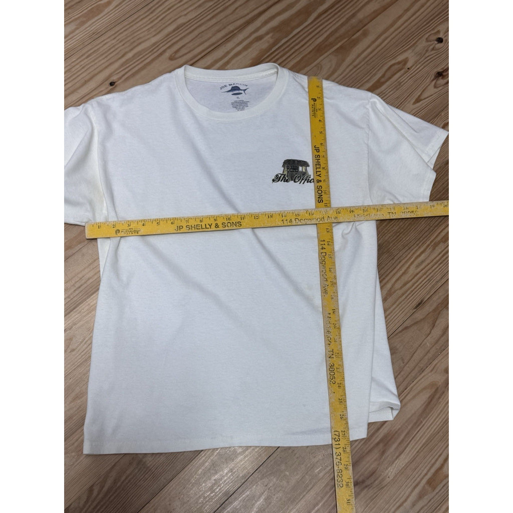 Joe Marlin T-Shirt White Short Sleeve The Office Men’s Size XL Stained