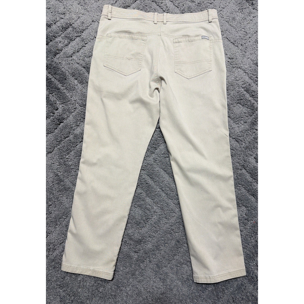 COLUMBIA MENS STRAIGHT FIT FLAT FRONT TAN KHAKI PANTS SIZE 38X30 COTTON ELASTANE