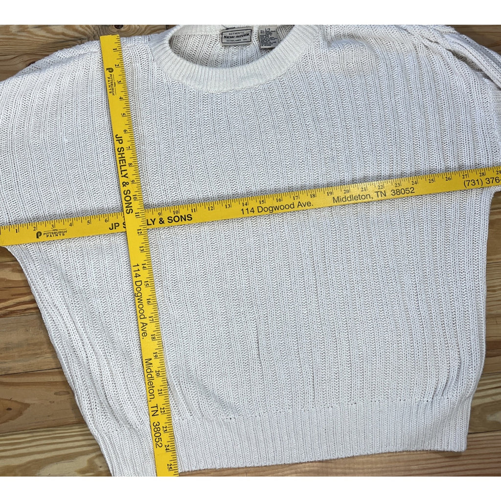 Vintage New River Co Authentic Sportswear Sweater Cotton Cable Knit Large