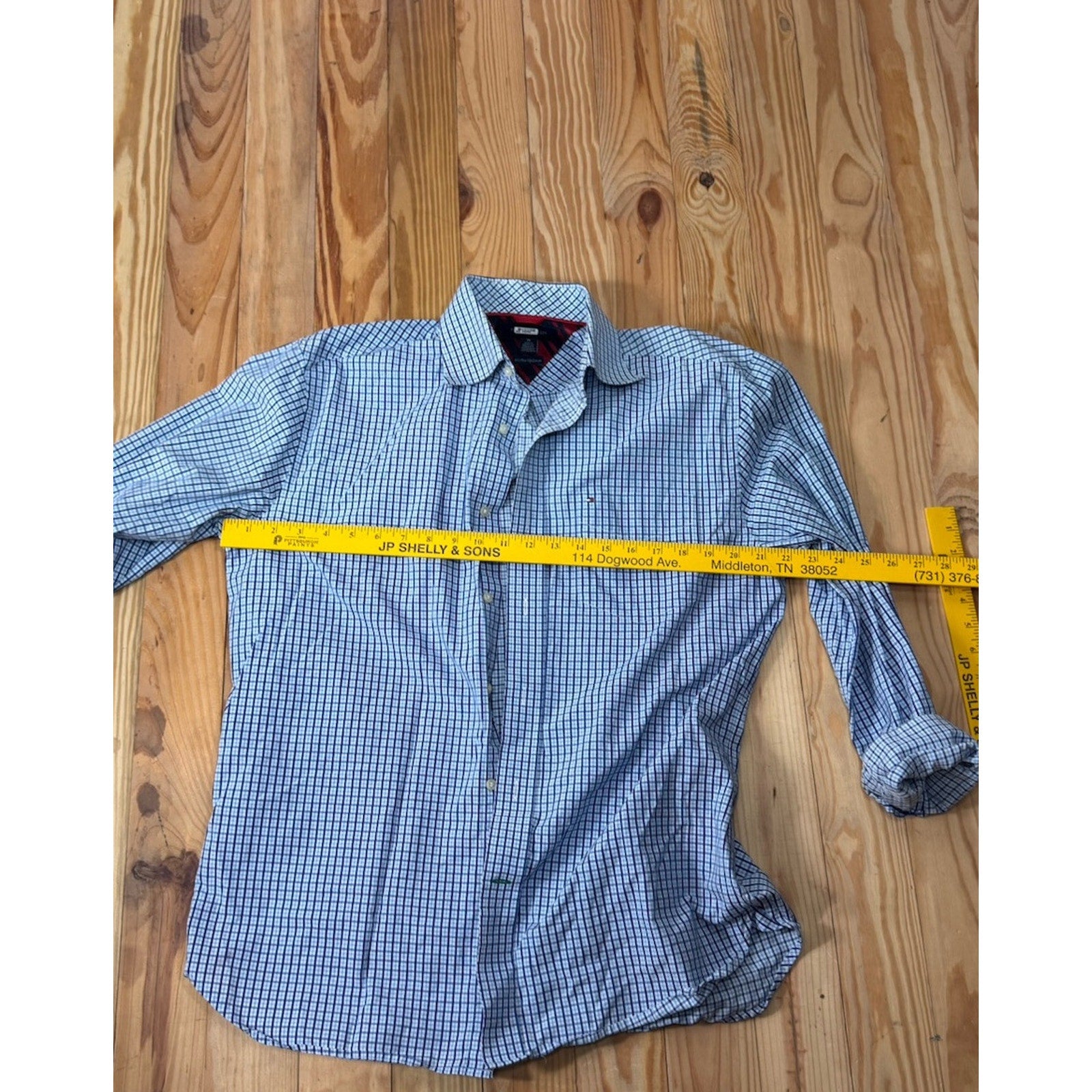 Tommy Hilfiger Men's Button Dress Shirt Regular Fit Long Sleeve Blue Medium