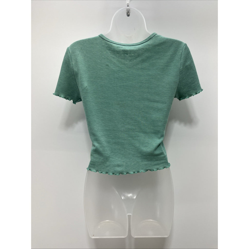 NWT AMERICAN EAGLE GREEN CROPPED RUFFLE TOP, M