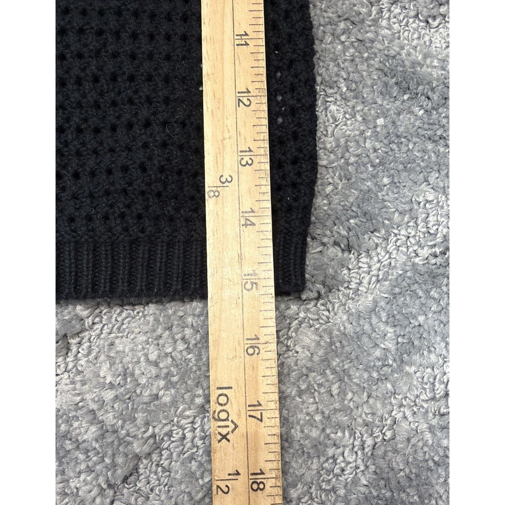American Eagle Sweater Womens XS Black Crop Crochet Cotton Long Sleeve New