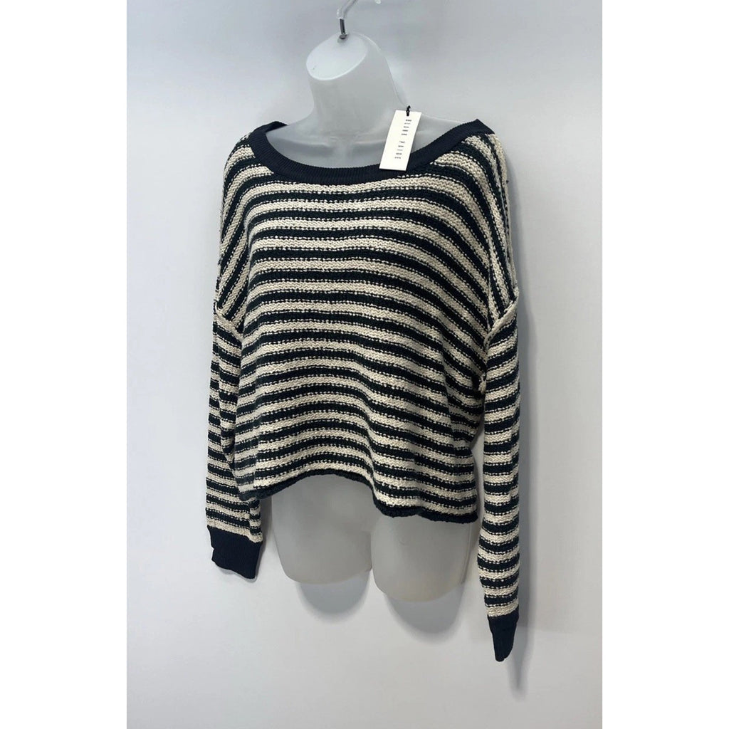 Blank Paige NWT Women's Striped Oversized Knit Bishop Sleeve Crop Sweater