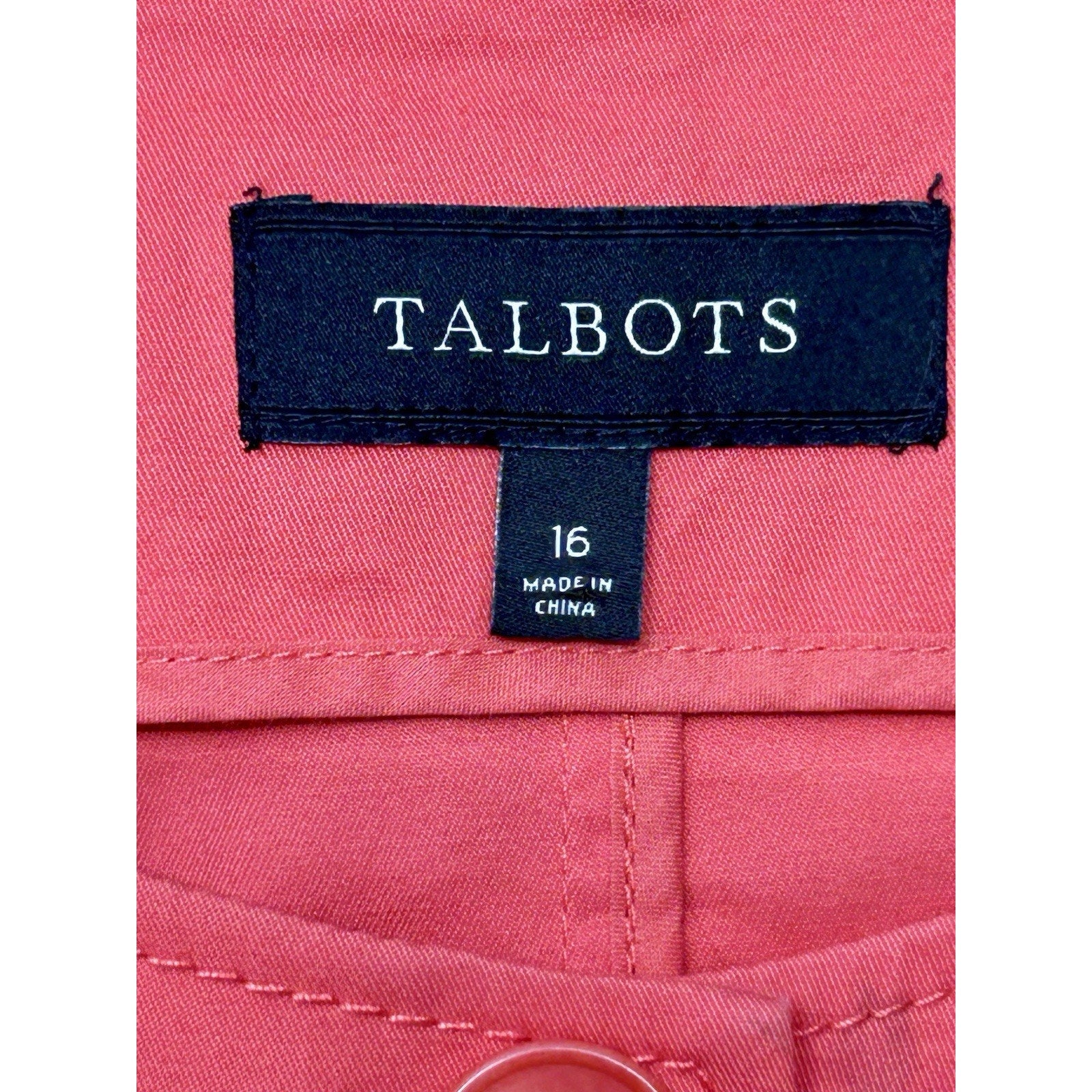 Talbots Blazer Womens Size 16 Coral Colored Ruffled Pockets 98% Cotton Jacket.