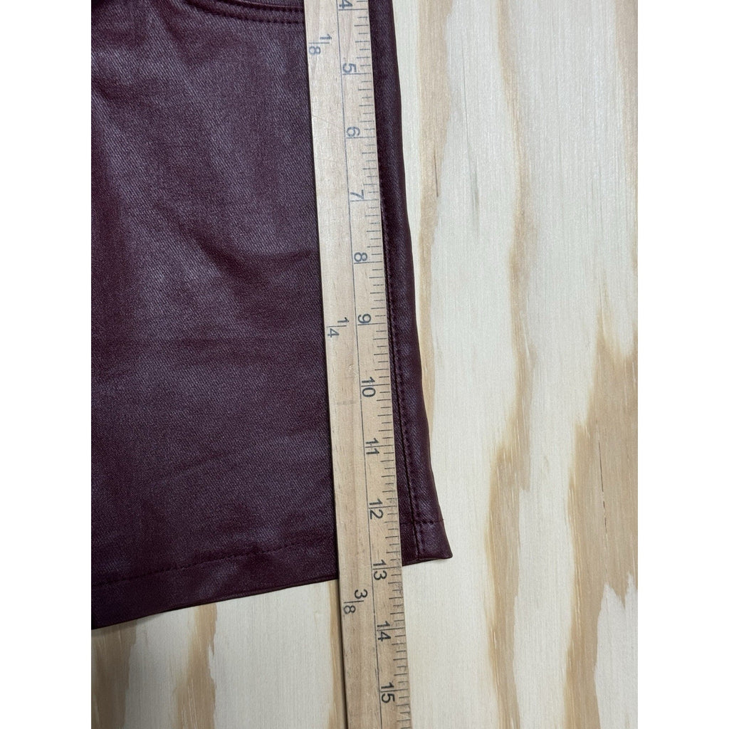 Apperloth Burgundy Faux Leather Shorts Womens M High Waist Stretch Club Sexy NWT