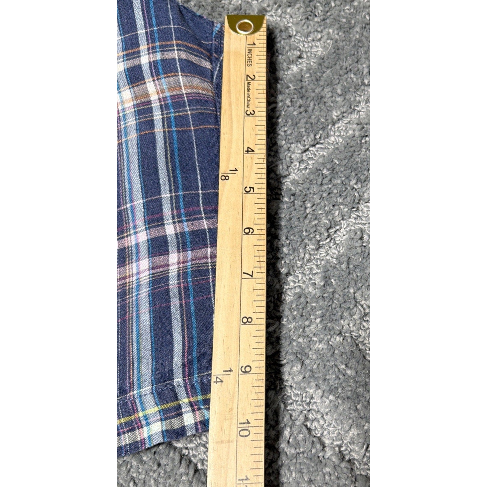 TOMMY BAHAMA RELAX 100% LINEN Size 35 Blue Plaid 10" Shorts Preppy Beach Casual