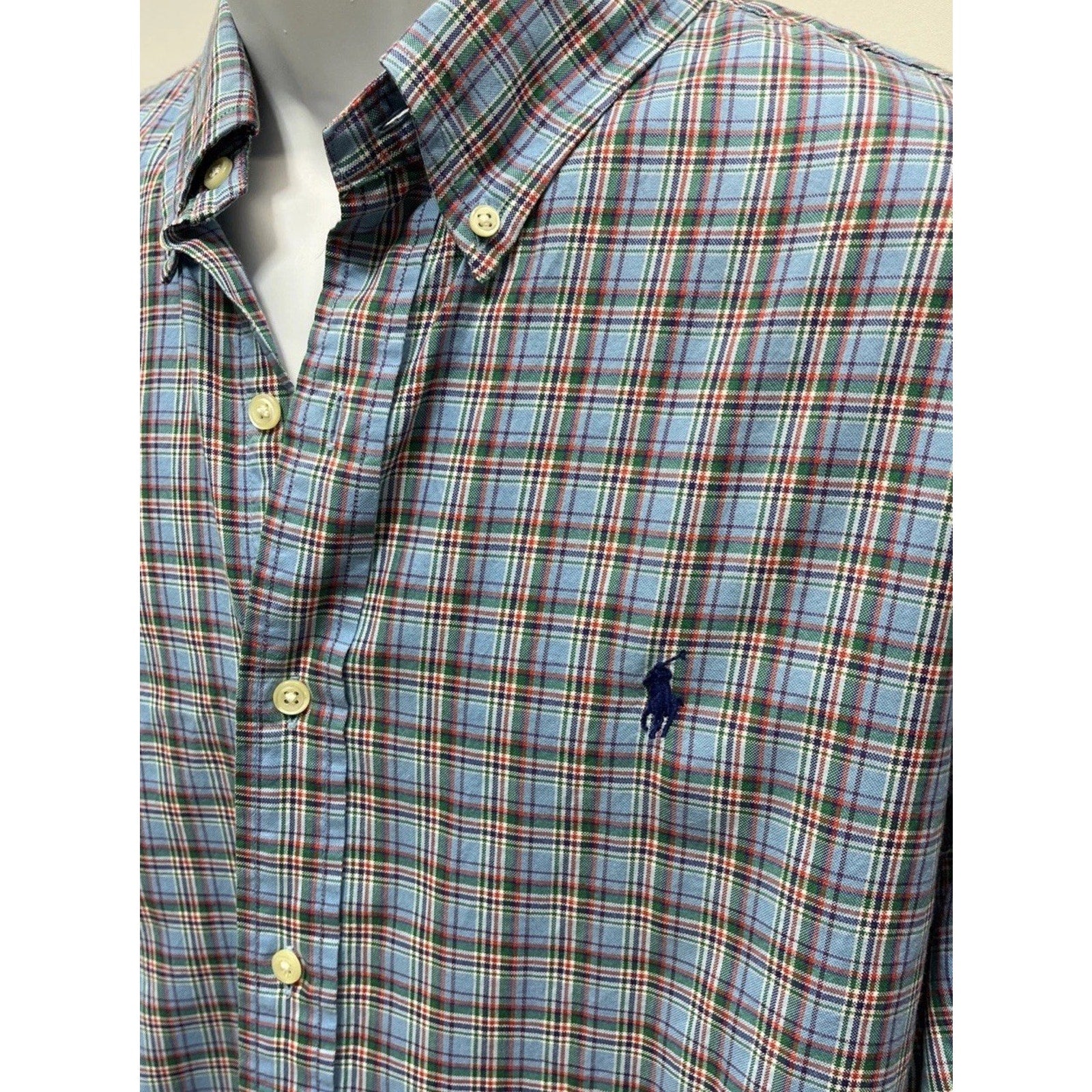 Ralph Lauren Button Down Shirt Long Sleeve Plaid Mens XL