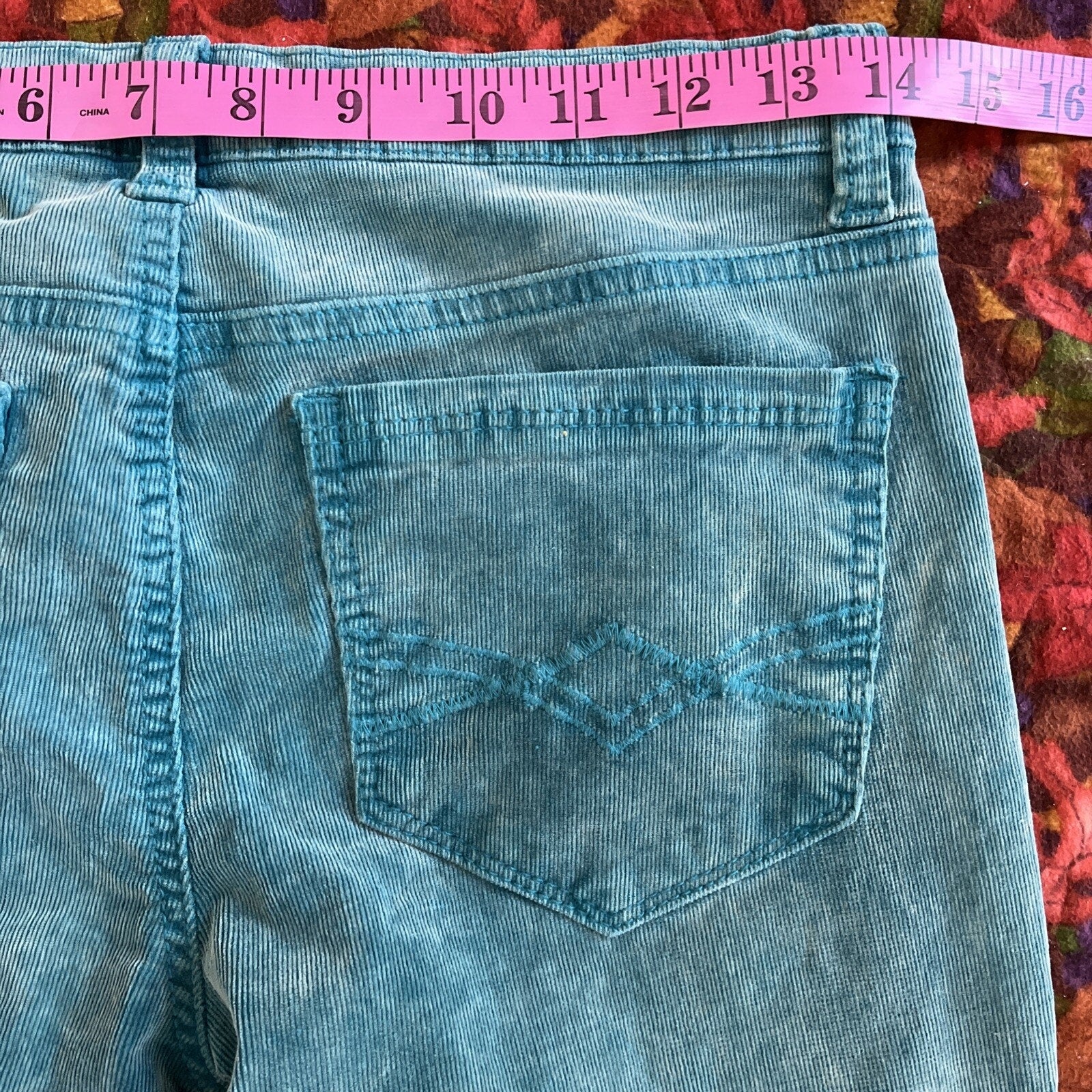 MUDD ACID WASHED SKINNY CORDUROY JEANS JR SZ 5-INDIAN TEAL- EUC womans pants