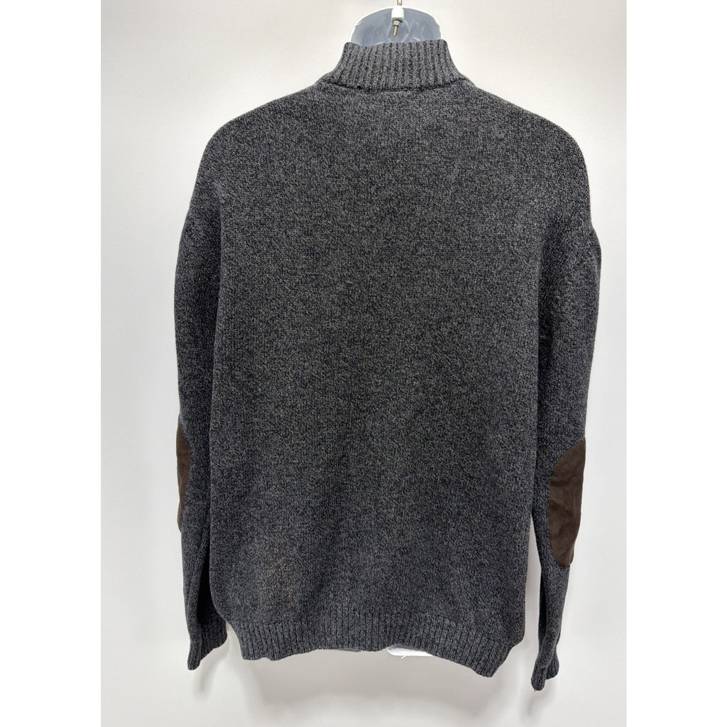 Chaps Knit 1/4 Button Sweater Men's Size L Gray Warm Winter Cozy 100% Cotton