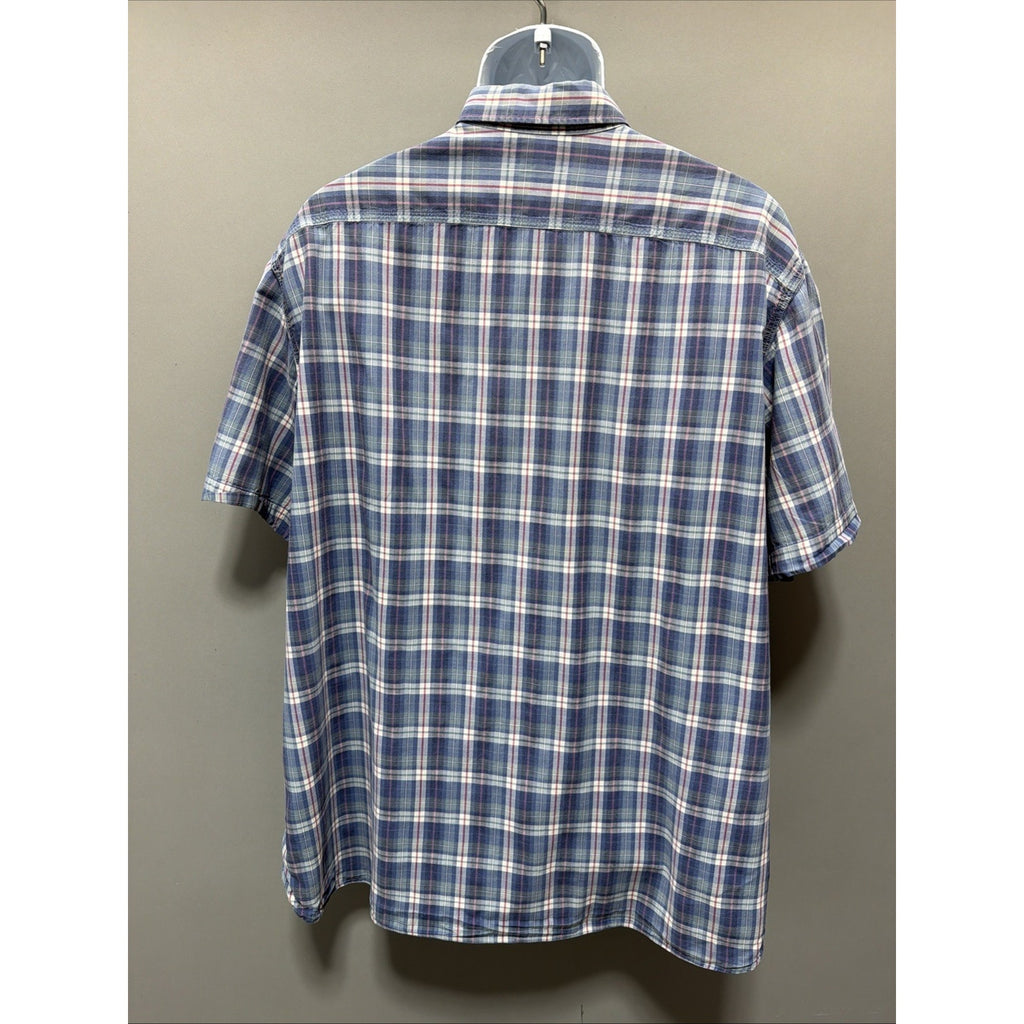 Ralph Lauren Polo Naval Res. Shirt Mens XXL Button Up Plaid Short Sleeve Cotton