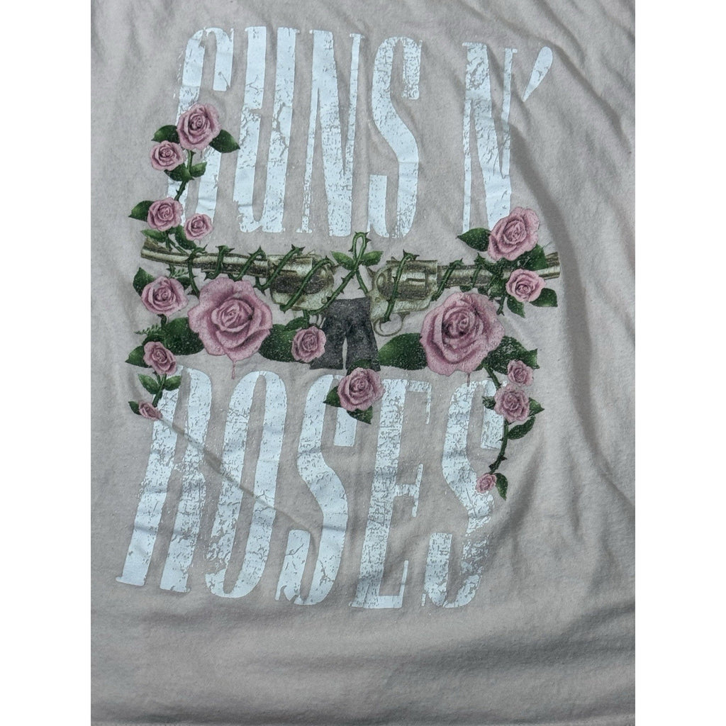 Guns N Roses Music Band Tee Women Large Pink Big Front Graphic Roses Thorns