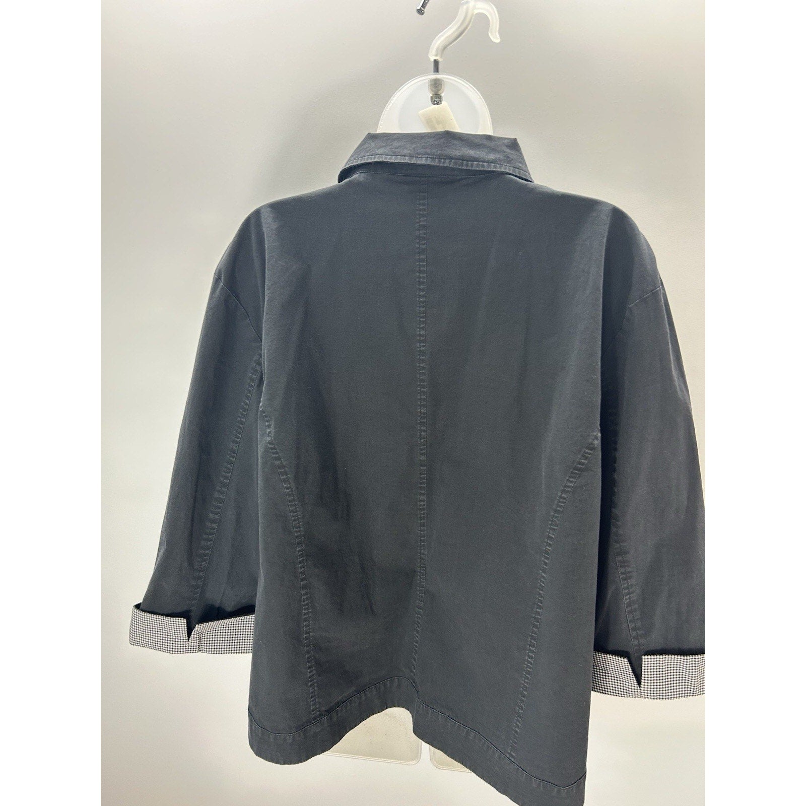 TALBOTS Womens Jacket 3XL Black Button Up Short Utility Jacket.