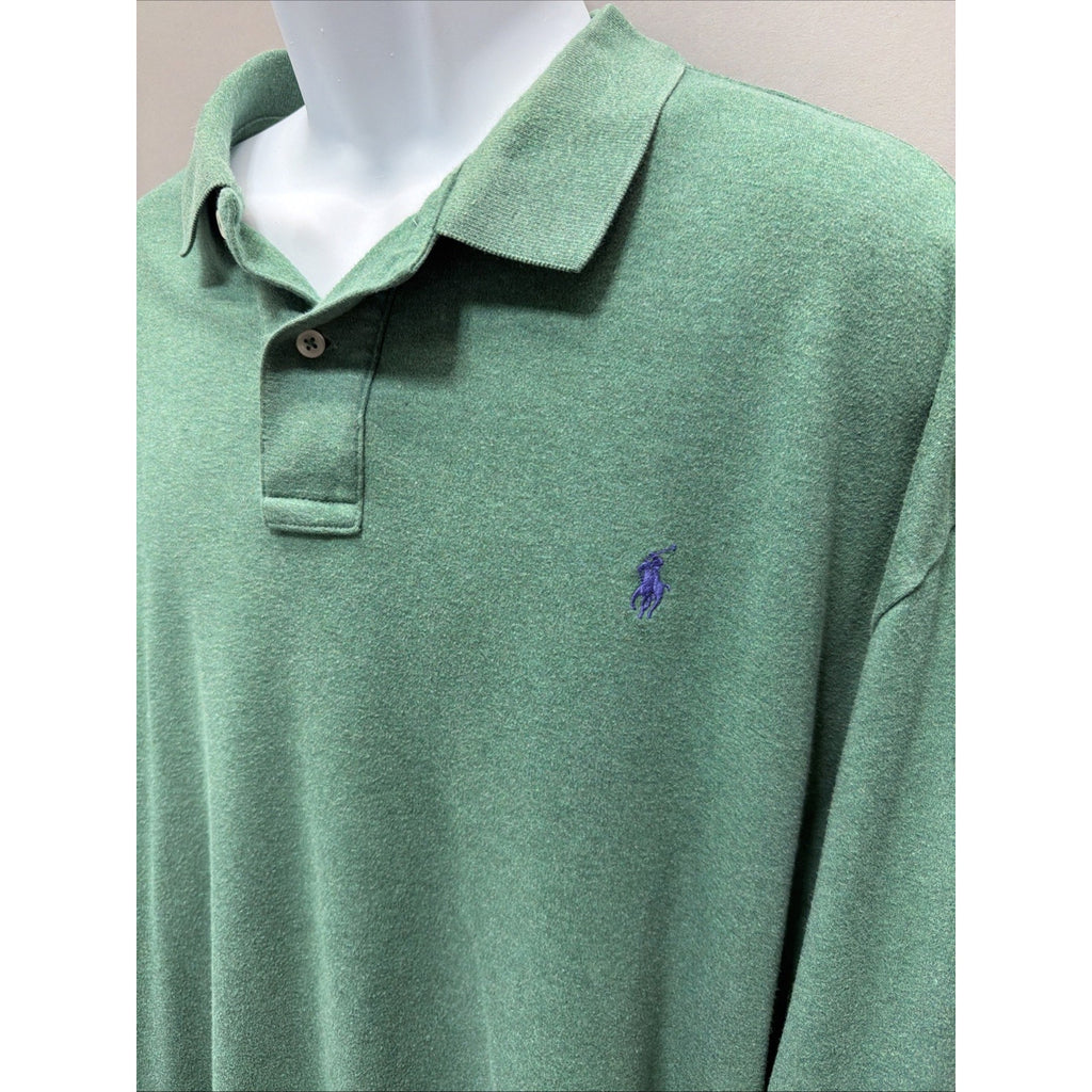 Polo Ralph Lauren Polo Shirt Mens Green Long Sleeve Cotton Soft Preppy XXL