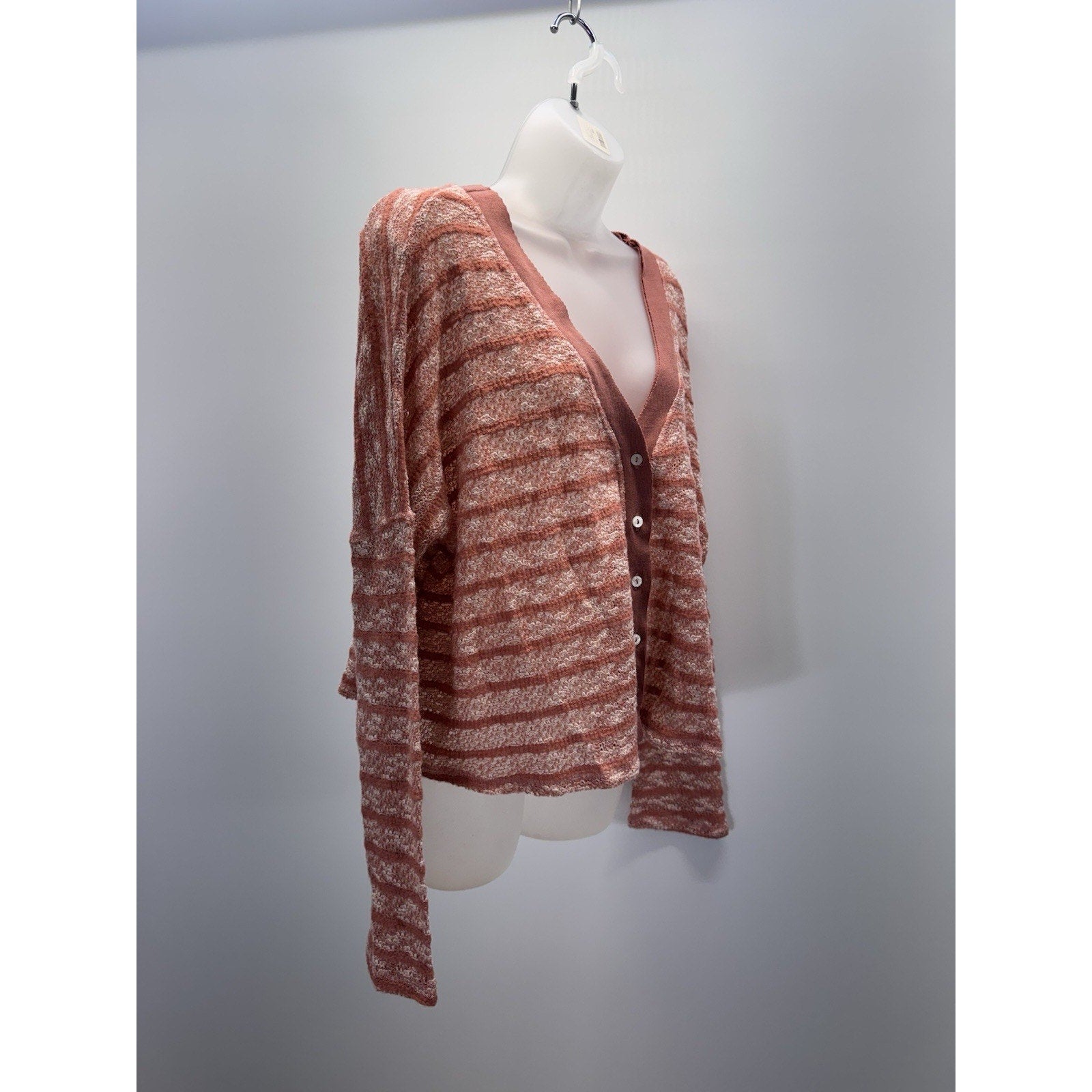 NWT Umgee USA Striped Dusty Rose Cardigan Sweater relaxed Size Medium