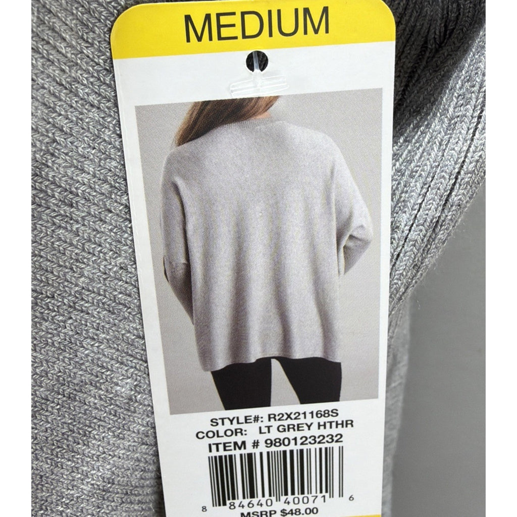 NWT RXB Womens M Light Gray Heather Oversized V Neck Dolman Sweater Poncho