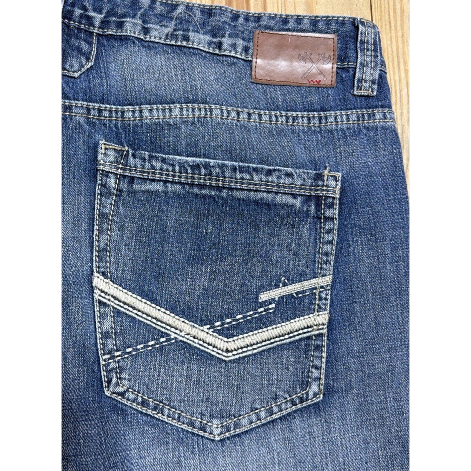 Axe and Crown Jeans Mens 38x32 Mid Rise Bootcut Thick Stitch Western Denim