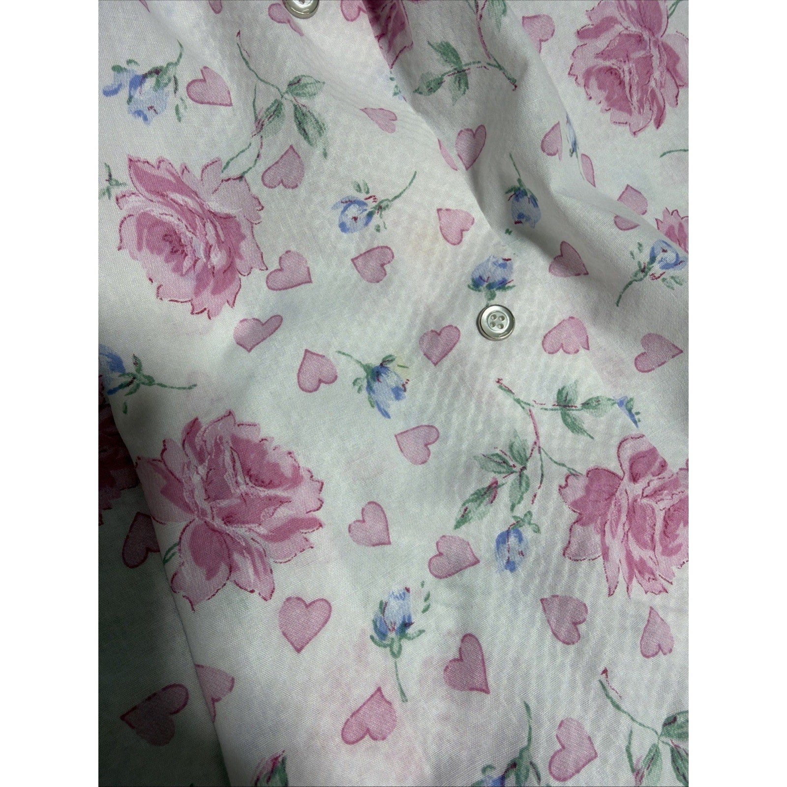 Vintage LORRAINE Floral Light Lace Detail Nightgown Made In USA Size L