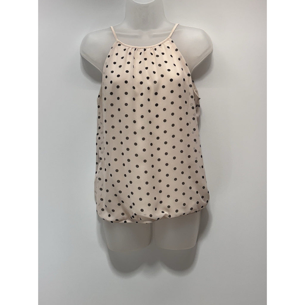 Express Pink Brown Polka Dot Sleeveless Tank Top Blouse Women’s Size Small