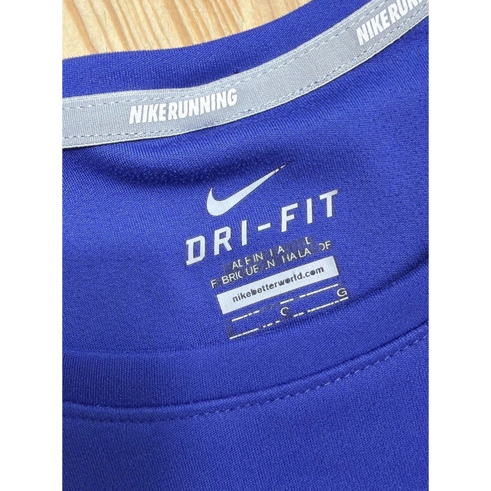 Nike Running Women LBlue Athletic Long Sleeve Polyester Dri Fit Swoosh Check