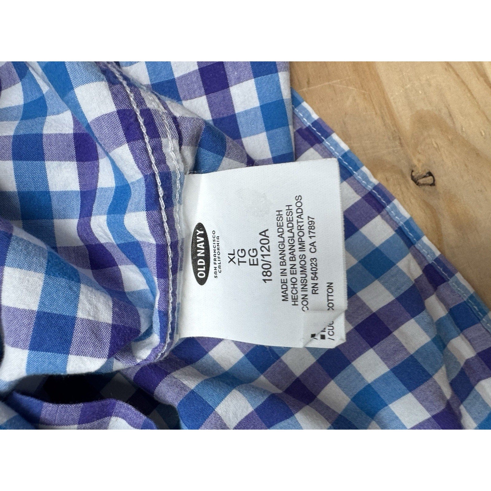Old Navy The Classic Shirt Mens X-Large Button Up Blue Purple Check Long Sleeve