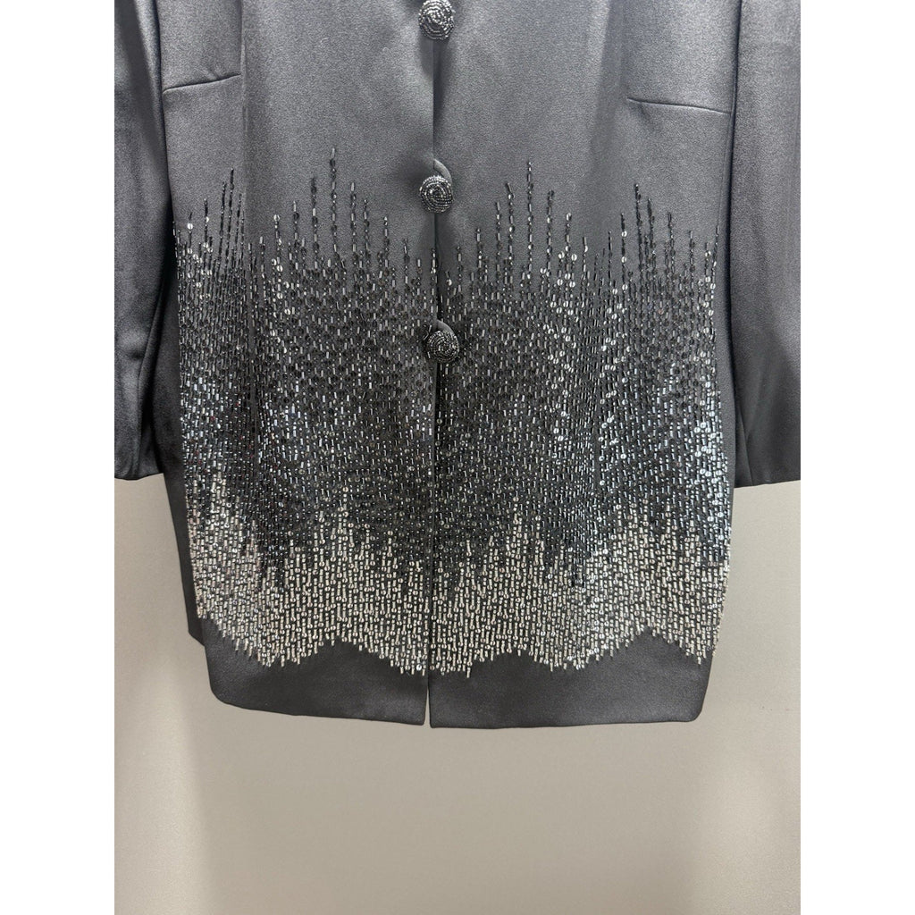 John Meyer of Norwich 24W Black Beaded Evening Jacket Plus Size Formal Party