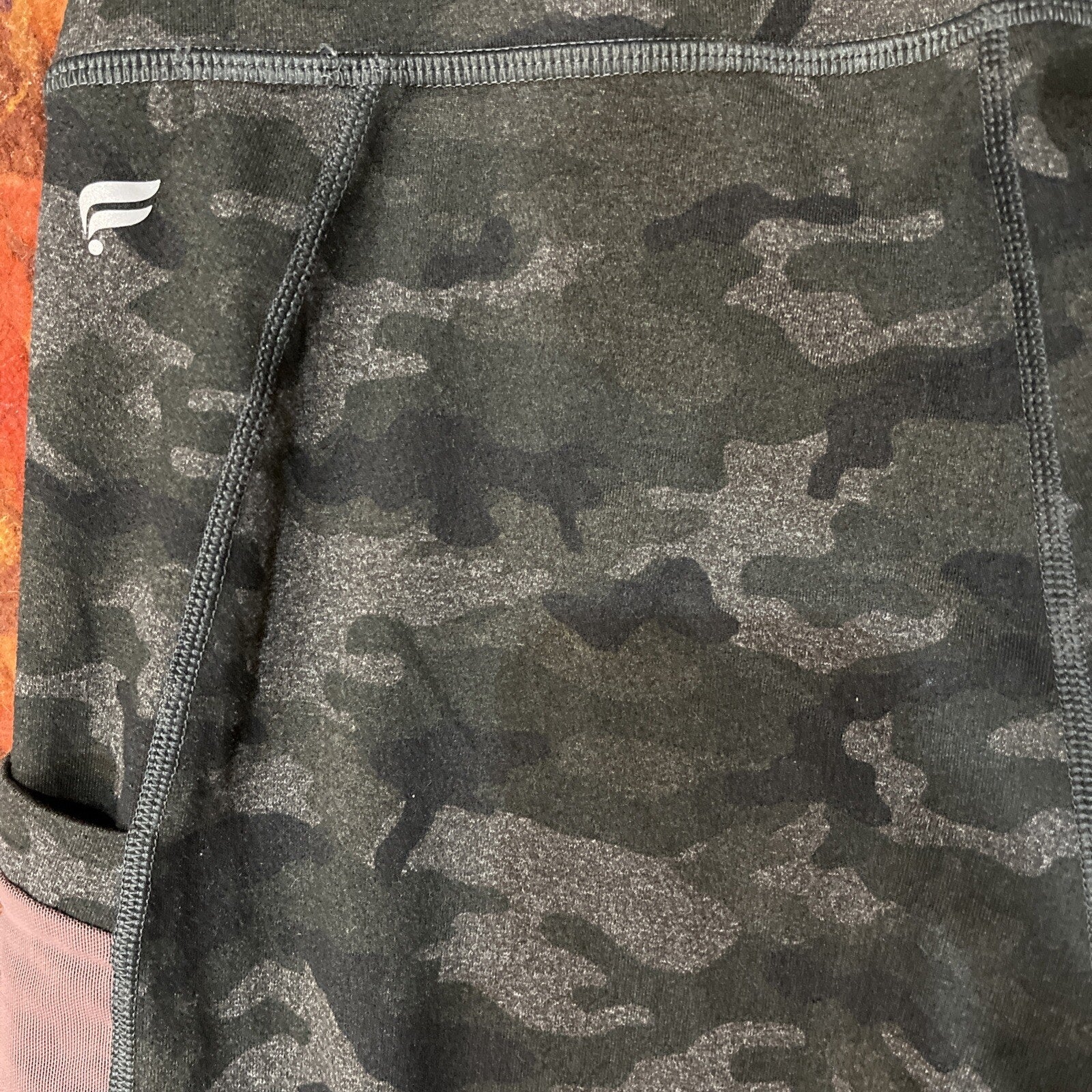 Fabletics Leggings Womens Small Gray Black Camo Power Hold Yoga Pant Athleisure